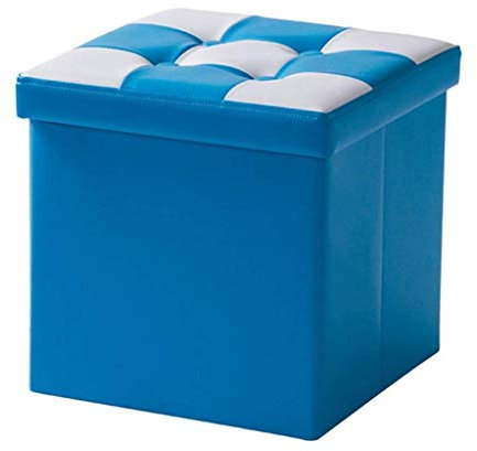Aufbewahrungshocker Klapphocker aus Leder Klappbare gepolsterte Fußstütze Einzelsitz für Schlafzimmer Wohnzimmer FENPING (Farbe : Blau, Größe : 38×38×38cm)