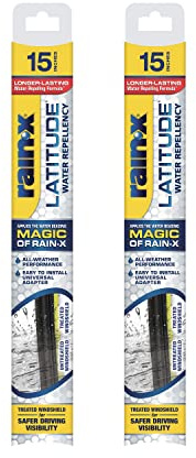 Rain-X 810201 Latitude 2-In-1 Water Repellent Wiper Blades, 15 Inch Windshield Wipers (Pack Of 2), Automotive Replacement Windshield Wiper Blades With Patented Rain-X Water Repellency Formula