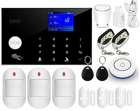 Alarm System Wifi Alarm System 433MHz Home Burglar Security Alarm Wireless Wired Detector RFID Touch Keyboard Temperature Humidity Zero false positive rate (Color : C)