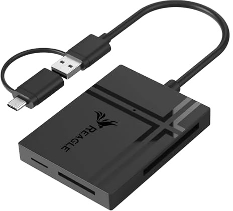 REAGLE 5 en 1 TF SD MS CF XD MicroSD Lector de tarjetas USB C OTG 5 Gb/s Adaptador 2 en 1 Conector USB-C USB-A USB 3.2 Gen 1 Compatible con Teléfono Portátil Escritorio