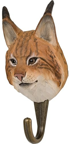 Wildlife Garden WG4502 Haken Luchs - Handgeschnitzter haken aus Holz und Metall - Sammlung Europäische Tiere
