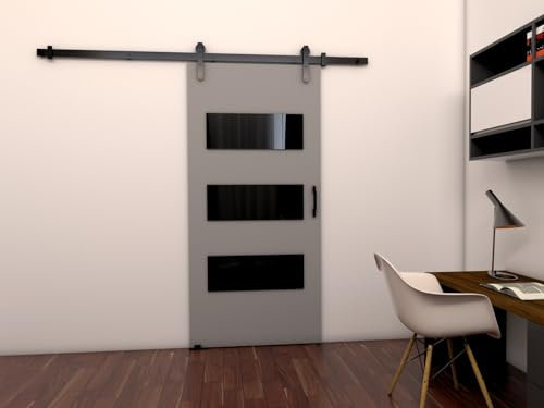 MINIO go for it - Schiebetür Komplettset LIFT E, 106 cm Breit, Schiebetüren, Wandmontage, Schiebetürsystem, Zimmertüren - Grau Matt