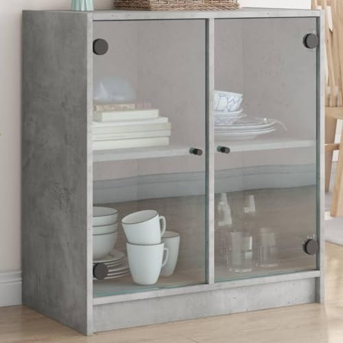 Homvdxl Cube Sideboard mit Glastür, 4 Würfel, Aufbewahrungs-Organizer, Vitrine für Wohnzimmer, 68 x 37 x 75,5 cm (Grau)
