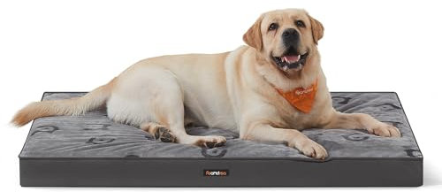Feandrea Hundebett, Hundekissen waschbar, Hundematte abnehmbar, wasserdicht, 120 x 74 x 8 cm, Größe XXL, für große Hunde, Taubengrau PGW244G01