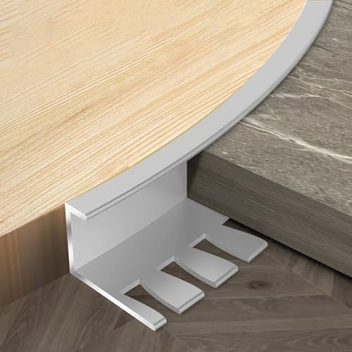 Raouoae Fliesenkanten Schutz Langlebiger Kantenschutz 135cm 2 Stück Biegbar Fliesenschiene Treppenkantenprofil Für Innen Und Außentreppen(Silber,H:18.5MM)