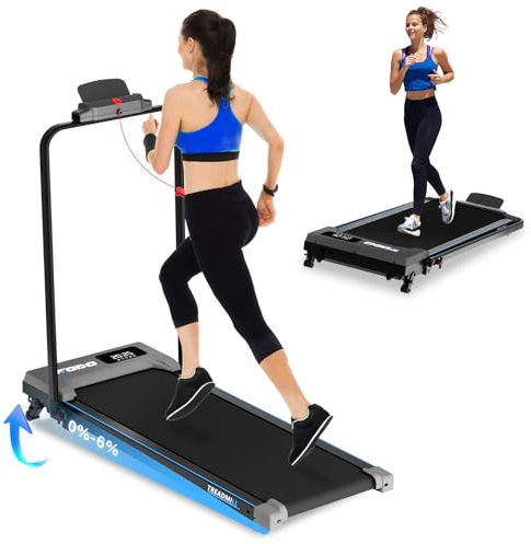 TODO Walking Pad with 4 levels Incline, 2 In 1 Under Desk Treadmill for Home, 1-12km/h, 2.5HP Foldable Treadmill with APP, Speaker, LED Display, Running Machine
