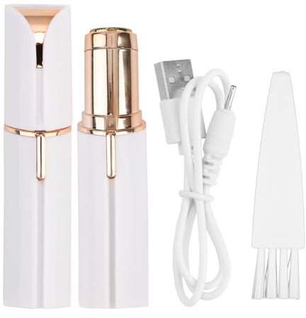 Facial Hair Remover for Women, Mini USB Rechargeable Face Hair Trimmer, Portable Epilator Lady Shaver for Eyebrow Lips Body Peach Fuzz (White)