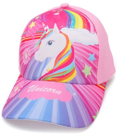 QLEUIFT 1 pcs Einhorn Mädchen Mütze, Mädchen Baseballkappe Verstellbarer Kinder Snapback Trucker Cap Baumwolle Mädchen Baseball Mütze Sonnenhut, Fantasie-Einhorn-Muster