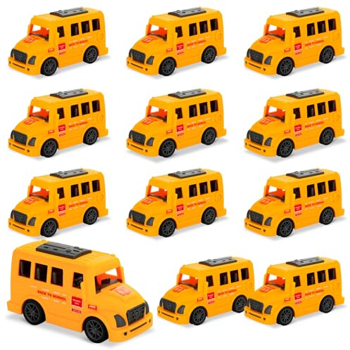 LSLYHTC 6Pcs School Bus Toys Bulk, Plastic Mini School Bus for Toddlers