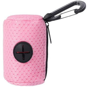 Dog Poop Bag Dispenser,Poop Bag Holder,Poo Bags Holder Pink,Portable Mesh Dispenser,Pet Waste Bags,Mesh Material,Suitable For Handling Dog Faeces(Pink)