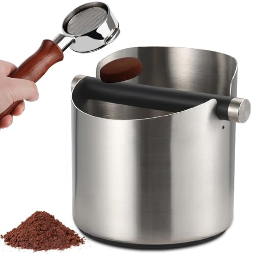 PORFOYO Boite À Café Knock Box En Inox, Boîte À Cassette Pour Porte-Filtre, Récipient De Tapotement Pour Porte-Filtre, Boîte À Tapoter, Récupérateur De Marc Pour Machine À Café