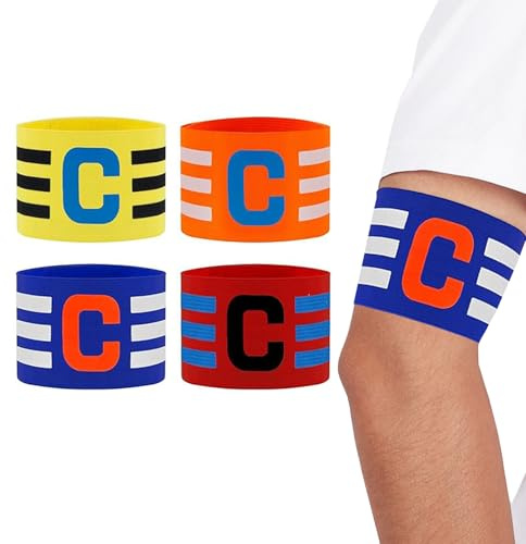 WANTUSHUI ​​4 Stück Verstellbare Kapitänsbinde Kinder Fussball,Armbinde,Spielführerbinde,Elastic Kapitänsbinde Fussball für Kinder Erwachsene Junior Viele Sportarten,Perfekte Wahl für Team-Kapitän​​