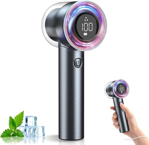 Dancial Ventilateur Portatif,5000mAh Ventilateur Rechargeable Grande Vitesse,100 tr/min,3 EN 1Poche à Grande Vitesse avec Air Turbo Tech,Pour les Activités Extérieures,Intérieures