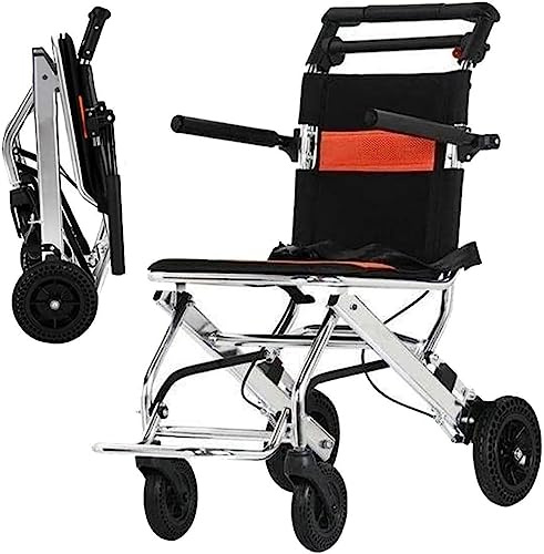 QZQJUILU Sillas de Ruedas Ligeras Silla de Ruedas Plegable Silla de Ruedas portátil Silla de Ruedas de Transporte de Viaje Silla de Ruedas de aleación de Aluminio Silla de Ruedas para Adultos