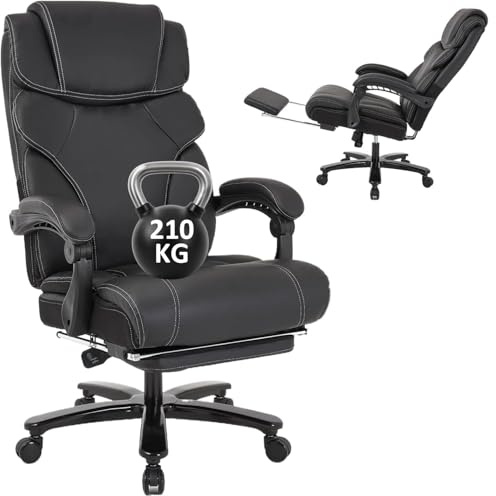 Centilab Ergonomischer Bürostuhl 210KG mit Fußstütze für Rückenschmerzen,PU Leader Chefsessel mit Hoher Rückenlehne und Verdickte Polsterung für Homeoffice und Büro