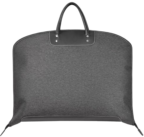 ZARLOO 40 Premium Carry-On Garment Bag for Travel & Closet Storage - Foldable, Lightweight Leather Suit Bag for Men Women - Waterproof & Wrinkle-Free Protection for Suits, Dresses & Coats (Black)