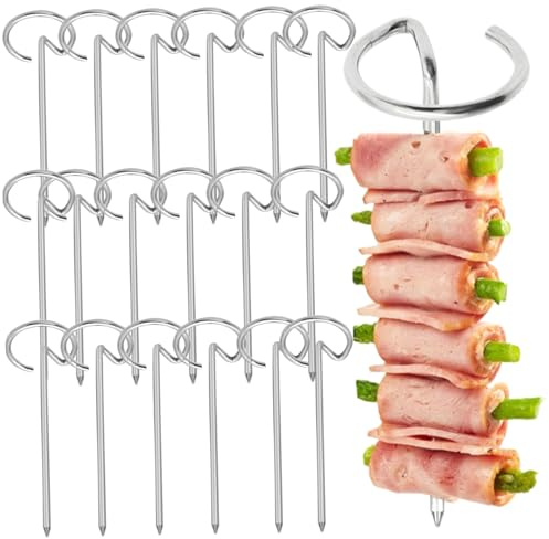 Licsaliwe Brochetas de Kebab de Metal de 20 Piezas, brochetas Reutilizables de Acero Inoxidable de 3, 7 Pulgadas para freidora de Aire, brocheta de Barbacoa para Barbacoa de Carne de Frutas