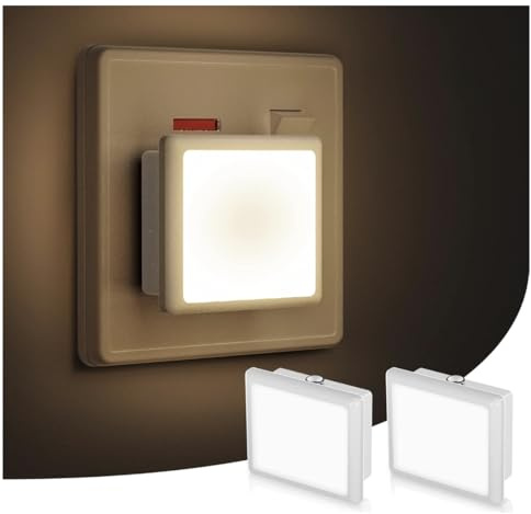 Night Light [2 Pack], Night Light Plug in Wall with Dusk to Dawn Photocell Sensor, 3000K Warm White, Nightlight for Kids/Children, Stairs, Hallway, Kitchen, Bedroom [Energy Class F]