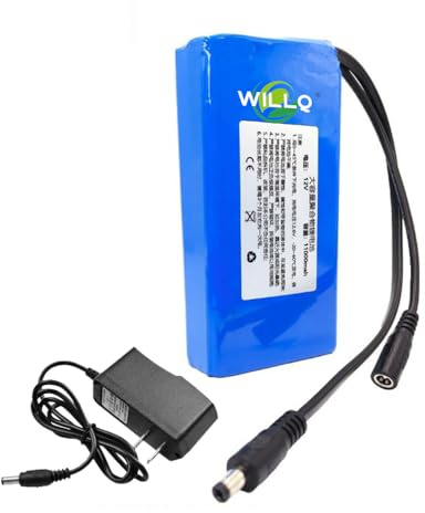 WILLQ Batería Recargable de Litio 12 V CC, 3000 mAh, 4000 mAh, 5000 mAh, 6000 mAh, 9000 mAh, 10000 mAh, 11000 mAh, Paquete de baterías de Respaldo de 12 voltios.,12v11000mah