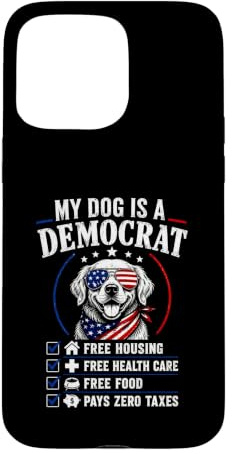 Custodia per iPhone 15 Pro Max Il mio cane è un alloggio gratuito democratico paga zero tasse USA