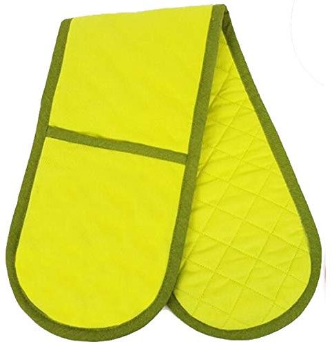 PRIME Homewares Solid Lime Green Double Oven Glove 100% Cotton Home Kitchen