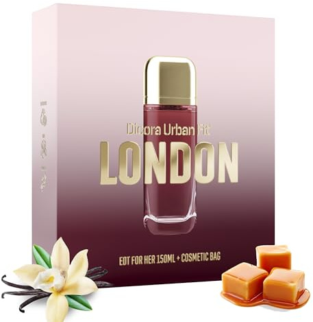 DICORA URBAN FIT SET LONDON FOR HER + NECESER | Perfume de Mujer EDT 150ml | Fragancia Floral con Bergamota, Jazmín, Vainilla y Caramelo