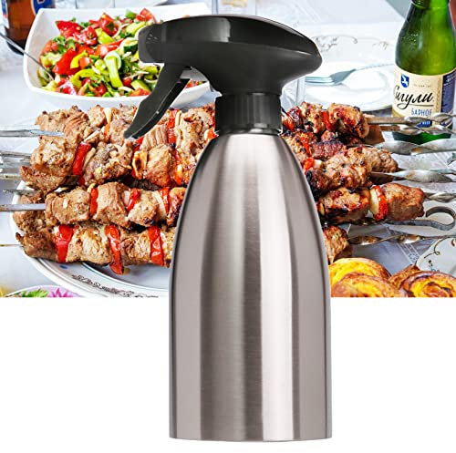 MKNZOME Oil Spray Bottle, Stainless Steel Refillable Olive Oil Sprayer Grilling Vinegar Dispenser Bottle Cooking Oil Pump 500ml for Kitchen Cooking BBQ Salad Baking Frying Roasting