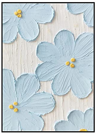 MWMG Acrylbilder Auf Leinwand Handgemalt, Hellblaue Dicke Textur Sakura Blume Süße Abstrakte Moderne Kunstwerke Gemälde Handgemalte Ölgemälde Auf Leinwand Wandkunst Für Wohnzimmer Schlafzimmer Bür