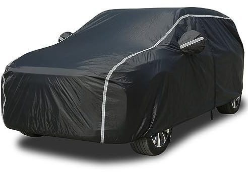 Car Cover Waterproof All Weather SUV - Coverado Black Car Cover UV Protection with Zipper Door, Cotton Backing Snowproof Hail Protection Windproof, Universal Fit for SUV (206-215)