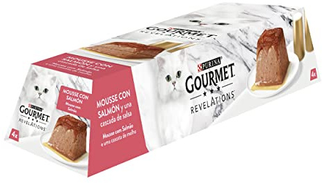 GOURMET Revelations, Comida Húmeda para Gato Adulto, Mousse con Salsa con Salmón, 6 Packs de 4 Pirámides de 57 g. (24 pirámides)