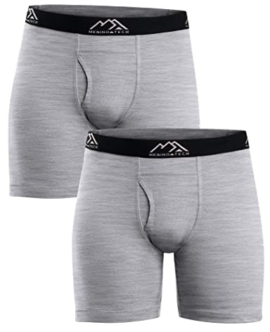 Merino.tech Boxer Uomo in Lana Merinos - 100% Intimo Termico Uomo Lana Merinos (X-Large, 2 Pack - 170 Heathered Grey)