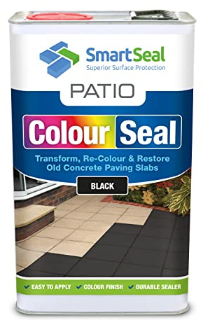 SmartSeal Patio ColourSeal - Black, 5L - Superior Patio Paint to Colour & Restore Old Concrete Paving Slabs. Easy to Apply Outdoor Floor Paint & Sealer for Concrete Paving & Flagstones
