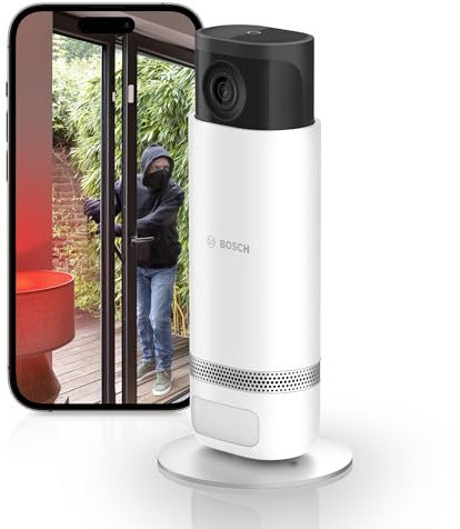 Videocamera per interni Eyes II Bosch Smart Home, telecamera di sorveglianza Wi-Fi per interni con rilevamento intelligente delle persone, compatibile con Amazon Alexa