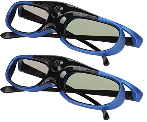 Yctze 2 Stück DLP Link 3D-Brille, 144 Hz Wiederaufladbare Aktive Shutter-Brille für Alle DLP Link 3D-Projektoren, Eingebauter 80-mAh-Akku, für XGIMI ZX4 H1, für JMGO G1 G3 X1, für Acer, für Optoma