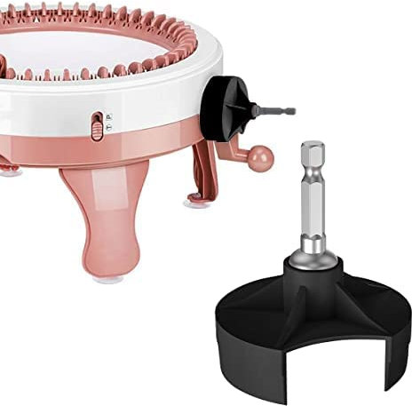 Strickmaschinen-Adapter, Schnellstrickmaschinen-Befestigung mit Power-Schraubendreher für 48 Nadeln, 40 und 22, Kurbelgriff mit Sechskantbohrer (black)