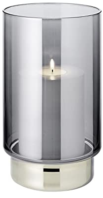 EDZARD Isla Photophore en verre soufflé à la bouche avec bord platine en cristal foncé 21 cm