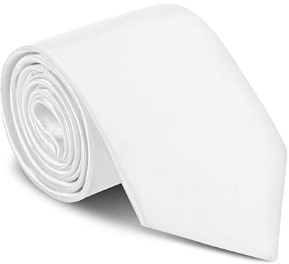 URAQT Herren Krawatten, Elegant Satin Krawatte 8 cm für Herren, Klassische Hochzeit Krawatte für Büro oder Festliche Veranstaltunge(Weiss)