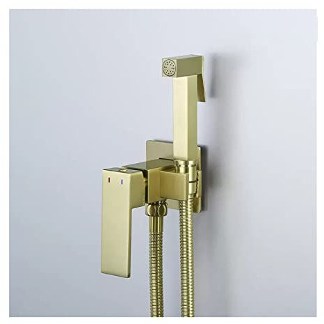 Hand-Bidet-Toilettensprüher Aus Gebürstetem Gold, Windelsprüher Aus Messing Für Die Toilette, Bidet-Aufsatz Für Heißes Und Kaltes Wasser Für Die Toilette, Wandmontage,B