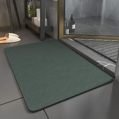 BERRYLION Tapete De Baño De Tierra De Diatomeas, Alfombrilla De Baño Antideslizante Y Súper Absorbente, Secado Rápido (Verde Oscuro, 40 X 60 Cm)