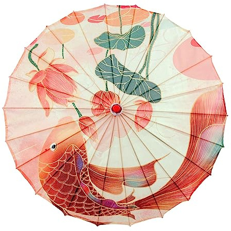 F Fityle Parapluie en papier huilé chinois Art japonais chinois Parapluie de danse classique 32 pouces Parapluie en soie de bambou pour la décoration de, style c