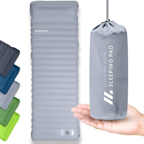 NORDMUT® Isomatte Schnellaufblasend mit integrierter Fußpumpe 10 cm - Isomatte Camping mit kleinem Packmaß - Outdoor Matratze für müheloses aufpumpen - Camping Matratze Ultra komfortabel