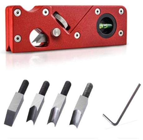 szhdxsy Combination Upgrade-4 Cutter Heads Wood Planar Carpenter's Edge Trimming Tool, Suitable for Manual Chamfering and Planing of Wood, Quick Edge Trimming and Chamfering, Red