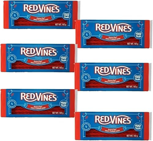RedVines Twists Orginal Red Sweet Flavour Candy 6 x 142g American Candy Sweet Liquorice Vines