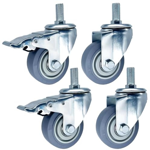 M14 / M16 / M20 Gewinde Vorbau Lenkrollen, 2 Mit Bremsen, 2 Ohne Bremsen Lenkrollen Durchmesser 75mm 100mm 125mm Langlebige Leise Gummirollen, Ersatz Rollen Für Speisewagen-Trolleys