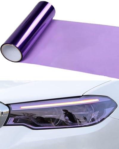 KGDUYC 1 rouleau de film teinté pour feux arrière de voiture, film de protection violet, transparent, découpable, autocollant, pour phares et feux arrière, film vinyle teinté, phares antibrouillard
