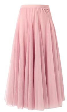 BrightGlow Langer Maxi-Tüllrock Damen A-Linie Midi Rock Unterrock Lagenrock Faltenrock Damen-Tüllrock mit hoher Taille Bühnenkleid Mesh Tutu Röcke für Hochzeit Party