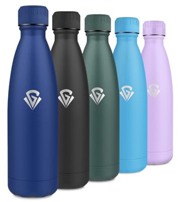 Bottiglia Termica 500ml, Borraccia Acciaio Inox Doppia Parete, A Prova di Perdite, Senza BPA, Borraccia Termica Riutilizzabile per Bambini, Ufficio, Scuola, Outdoor, Escursioni, Viaggi, Palestra