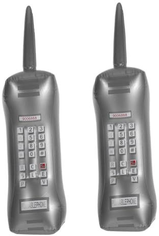iplusmile 2pcs Inflatable Style Phone and Microphone Toy for Kids, Silver Blow up Phone Party Props, Costume Accessories for Birthday and Dress up Play
