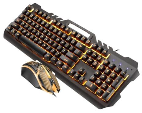 SWOOMEY Teclado Mecánico con Retroiluminación RGB y Ratón USB para Gaming con Sistema De Drenaje Rápido y Multimedia Diseño Metálico Resistente para Ordenadores