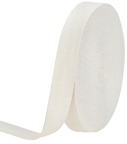 BENECREAT 15 m Baumwollgurtband, 25mm Breites Strapazierfähiges Beiges Gurtband, Schrägband Für Die Herstellung von Bekleidungszubehör Geschenkdekoration Taschengriffen Kreativprojekte Textilprojekte